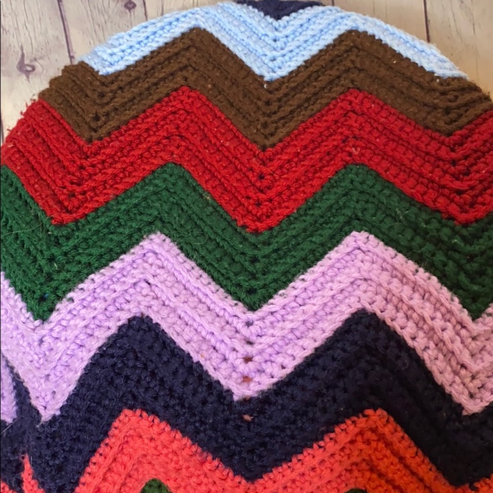 Vintage handmade afghan blanket throw chevron - Picture 7 of 10